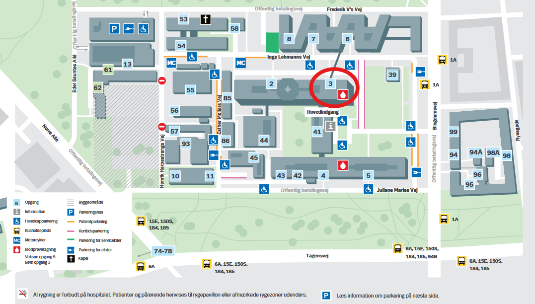 Find vej til Rigshospitalet